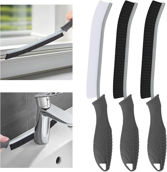 TQRR 3Pcs Hard Bristle Crevice Cleaning Brush, Scrub Brush, Kitchen Sink Cleaning Brush, Grout Brush, Corner Brush Cleaning Tools for Toilet, Bathroom, Gap, Home, Household, Window (3, Grey)