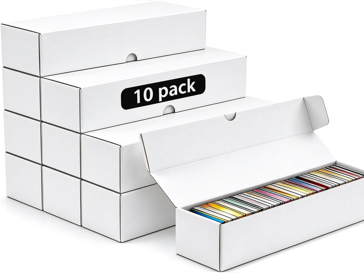 Trading Card Storage Box 10-Pack, 1000 Count Heavy Duty Corrugated Cardboard Box - Bulk Organizer for TCG, MTG,Sports & Collectible Cards, 12.8 INCH Horizontal