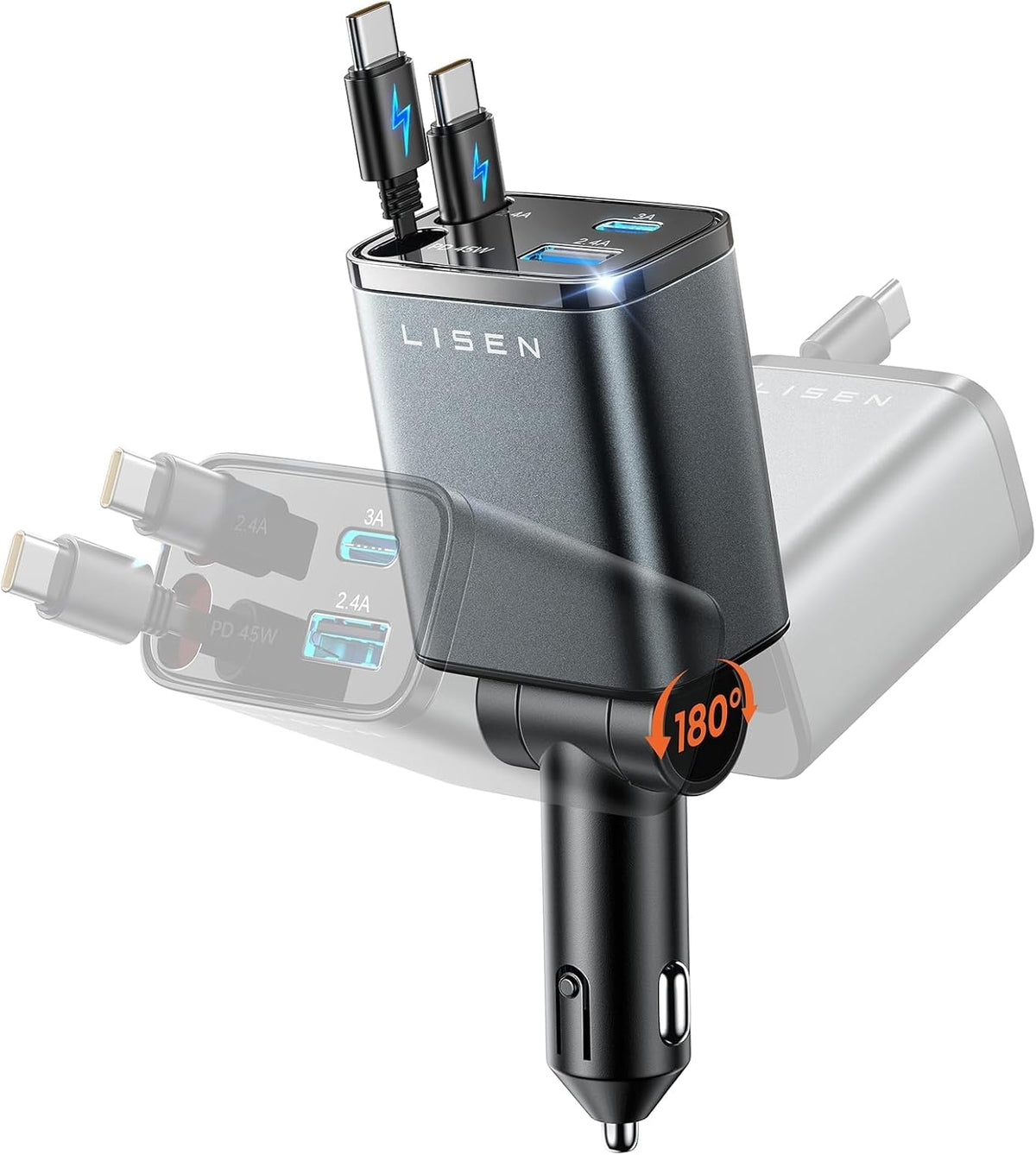 Retractable Car Charger USB C Fast Charge for iPhone 18 17 Pro Max