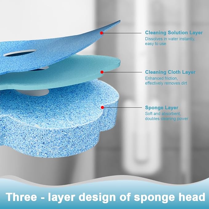Disposable Toilet Bowl Wand Refills, Toilet Cleaning Refills, Disinfecting Scrubbing Pads,60 Count Disposable Toilet Brush Refills, Toilet Cleaning Sponges Heads for Bathtub, Floor, Drain