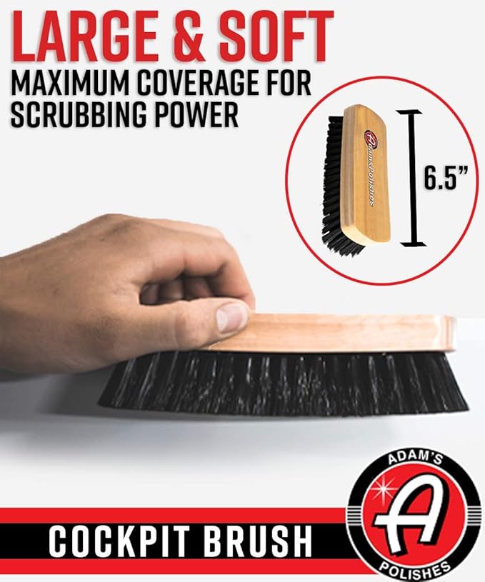 Adam's Polishes Cockpit Detailing Brush - Car Cleaning Brush | Scrub Brush for Interior Leather Cleaner Carpet Upholstery Fabric Shoe Sofa Shower Bathroom Pet | Car Wash Kit - Car Cleaning Supplies