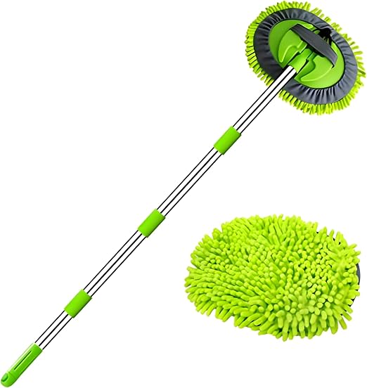 WillingHeart 63" Car Wash Mop Brush Tool Mitt with Long Handle Length More Suitable for Washing Cars Truck, SUV, RV, Tra
