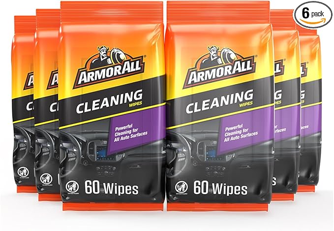 Armor All Interior Car Cleaning Wipes by Armor All, Car Wipes for Dirt and Dust, 60 Count Each, 6 Pack