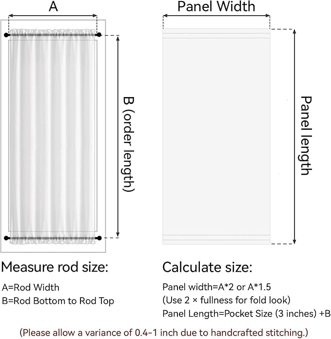 Vatge French Door Curtains - 36W x 72L Front Door Curtain Panel, Rodless Installation Door Window Curtains for Doorways, 1 Panel, W36 x L72, Light Beige
