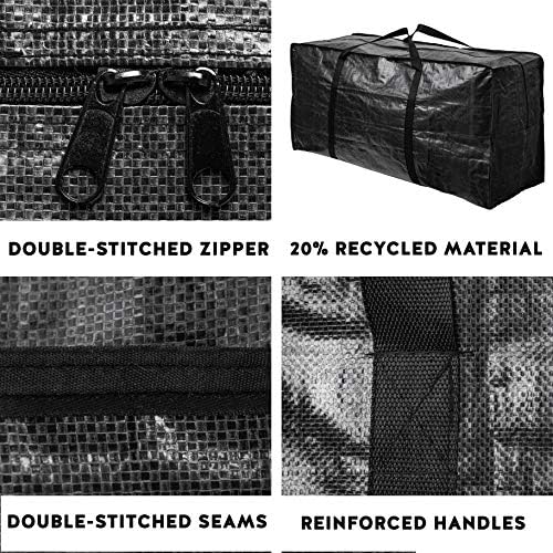 68.5 GAL 2 Pack XXL Jumbo Extra Large Heavy Duty Stronger Handles Storage Bags Moving Totes Zippered Reusable Wrap Around Handle Storage Totes