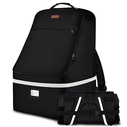 Car Seat Travel Bag,Padded Car Seats Backpack with Steel Cable Handle and Reflective Stripes, Large Durable Carseat Carr