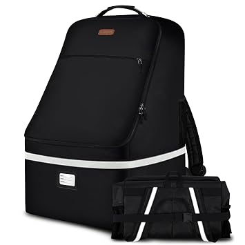 Car Seat Travel Bag,Padded Car Seats Backpack with Steel Cable Handle and Reflective Stripes, Large Durable Carseat Carr