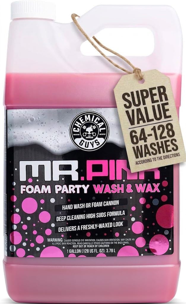Mr. Pink Foam Party Wash & Wax Soap, Tangerine, 1 Gallon