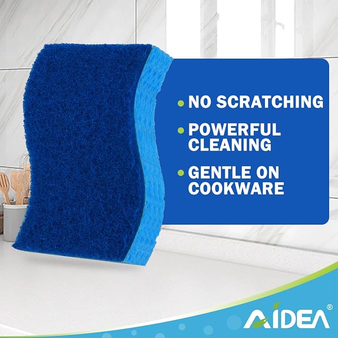 AIDEA Sponges Kitchen, 9Count, Dish Sponges, Non-Scratch Sponge for Non-Stick Cookware, Cleaning Sponge for Dishes, Cleans Fast Without Scratching, Cleaning Power for Kitchen, Bathroom, Household
