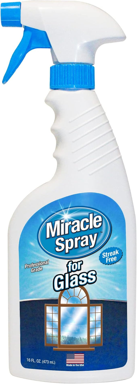 MiracleSpray for Glass -16 Fl Oz - Streak Free Cleaning Spray for Mirrors, Windows, Kitchen, Home, and Auto