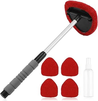 Carehabi Car Windscreen Cleaner, Car Windscreen Cleaner with 5 Microfibre Pads and Spray Bottles, Car Window Wiper Kit, 