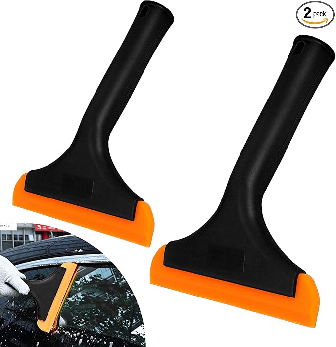 Wuyaoyao 2PCS Silicone Squeegee, Small Squeegee for Car, Automotive Mini Window Squeegees, Shower Squeegees, Water Wiper Cleaning Tool for Car Windshield, Window, Mirror, Glass Door (Black)