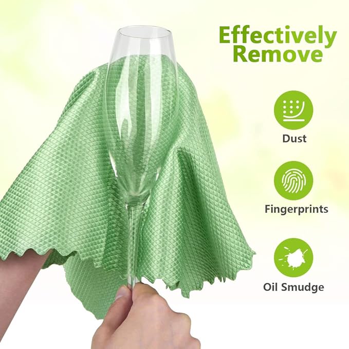 HOMEXCEL Microfiber Glass Cleaning Cloths-6PK, 16"x14" Lint Free Window Cleaning Cloth, Glasses, Mirrors, Screens, Stainless Steel, Premium Magic Cleaning Cloth for Glass and Window Cleaner