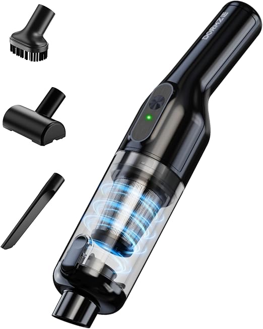 dormzie Handheld Vacuum Cordless, Car Vacuum with 19000Pa Powerful Suction,1.3 lbs Lightweight, Type-C Charge, Multiple Accessories for Car Home Office Pet - Cleanova