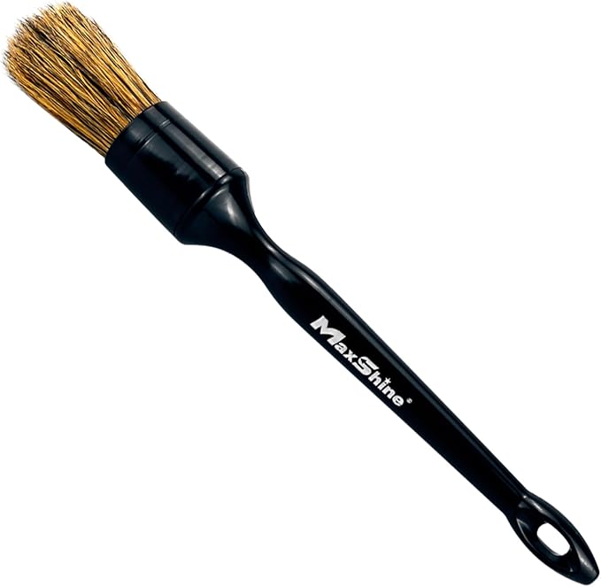 Maxshine Universal Premium Natural Boar’s Hair Detailing Brush #10 | Durable Plastic Handle with No-Shed Bristles | Gentle Cleaning Brush for Engine Bays, Wheels, Interiors, Air Vents & Car Detailing