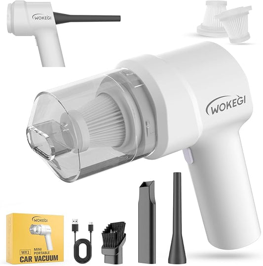 Handheld Mini Car Vacuum, 10000PA Wireless Portable Vacuum with 2000mAh Battery, 2 in 1 Vacuum Cleaner & Air Duster with Type-C Charging, Lightweight for Car, Home, Kitchen (White)