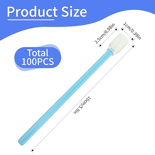 5.9" Foam Cleaning Swabs Lint-Free Lab/Printer/Optical Printheads 100 Pcs Foam Swabs for Inkjet Printheads, Sensors, Cameras and Gun Cleaning