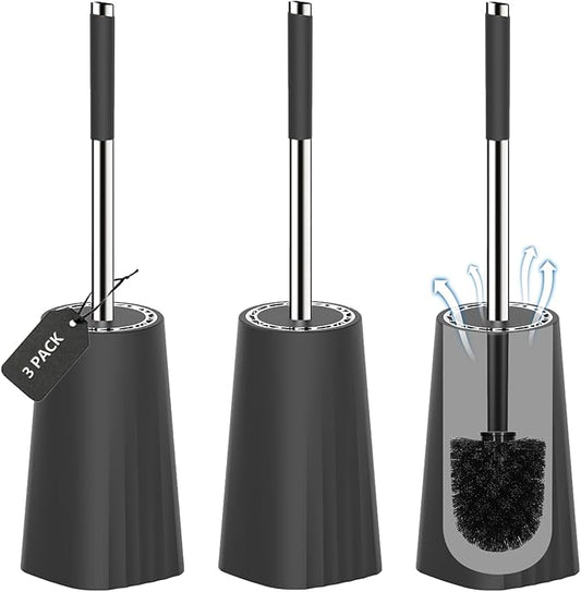 SetSail Toilet Brush, Compact Size Toilet Bowl Brush and Holder Toilet Brushes for Bathroom with Stainless Steel Handle Toilet Cleaner Brush with Durable Scrubbing Bristles, 3 Packs