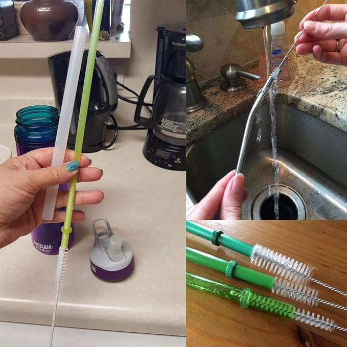 DECORA Drinking Straws Cleaning Brushes Nylon Pipe Cleaner Brush Kits for Assorted Size Straws Pack of 12