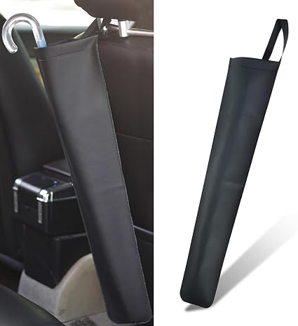 1 PC Car Umbrella Storage Cover, 23.6" x 6.1" Leather Waterproof Hanging Storage Bucket, Foldable Keep Car Clean Organiz