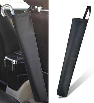 1 PC Car Umbrella Storage Cover, 23.6" x 6.1" Leather Waterproof Hanging Storage Bucket, Foldable Keep Car Clean Organiz