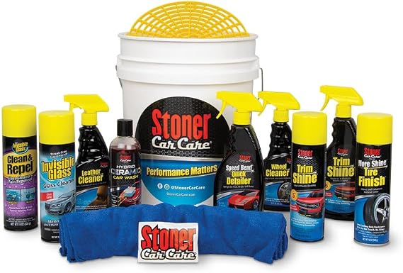 Stoner Car Care 99049 15-Piece Performance Essentials Complete Car Detailing Kit with Invisible Glass Cleaner, Microfibe