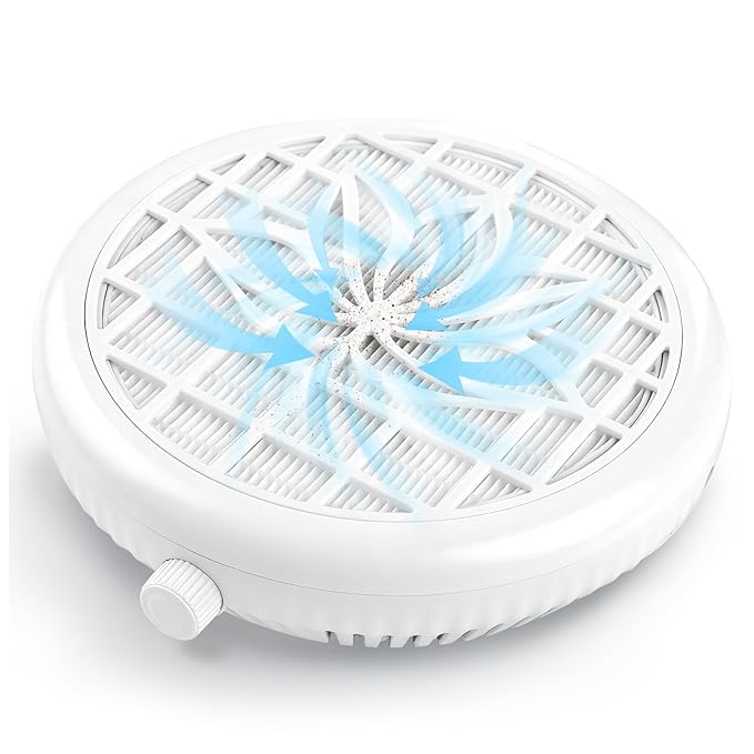 Nail Dust Collector for Nail Tech, 4500RPM Portable Nail Vacuum Fan with Adjustable Suction, 2Pcs Reusable Filter & Easy-Control for Beginners,Nail Students & Home Use, White
