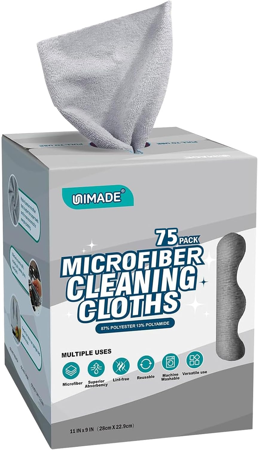Microfiber Cleaning Cloth, 75 Sheets Microfiber Towels for Cars