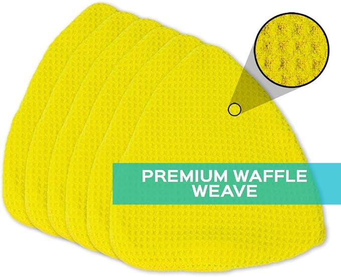 Invisible Glass 95180 Original Reach and Clean Tool Replacement Quick Change Waffle Weave Microfiber Bonnets for Glass Cleaning, Non-Elastic, Pack of 6
