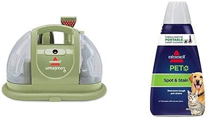 Bissell Multi-Purpose Portable Carpet and Upholstery Cleaner, 1400B, Green with Bissell 74R7 Pet Stain & Odor Portable M