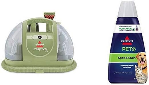 Bissell Multi-Purpose Portable Carpet and Upholstery Cleaner, 1400B, Green with Bissell 74R7 Pet Stain & Odor Portable M