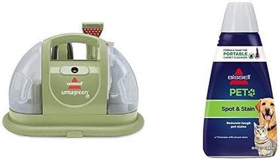 Bissell Multi-Purpose Portable Carpet and Upholstery Cleaner, 1400B, Green with Bissell 74R7 Pet Stain & Odor Portable M