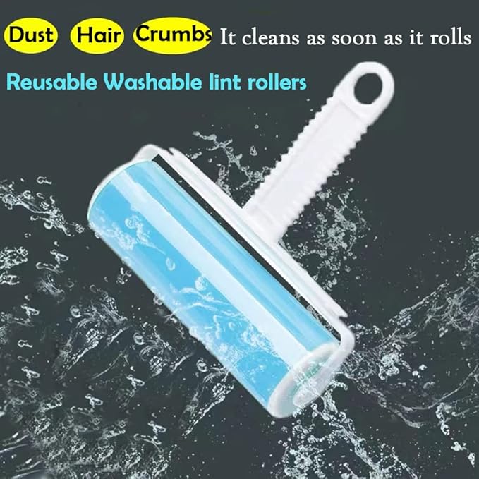 Washable Reusable Lint Roller 3 Pack, Portable Travel Sticky Dog Cat Hair Remover Cleaner with Cover Include Large and Mini Size for Clothes, Pet Hairs, Carseats