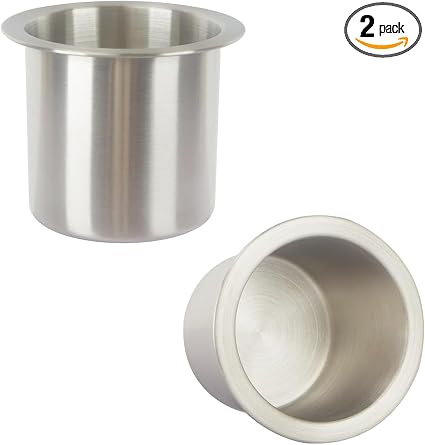 2Pcs Drop-in Cup Holder,304 Stainless Steel Automotive Cup Holders,Silver Poker Table Drink Holder Dining Table Cinema S