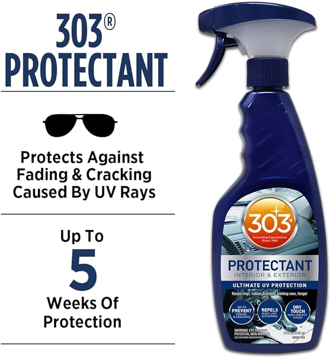 303 Products Automotive Protectant Spray, UV Protection for Car Interior & Exterior – Protects Vinyl, Plastic & Rubber, Repels Dust & Dirt, Matte Finish, 16 oz