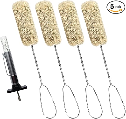4PCS Tire Lubricant Brush Applicator Swab Set with Tread Depth Gauge, 12.5" Universal Extra Long Tire Shine Applicator, 