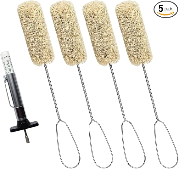 4PCS Tire Lubricant Brush Applicator Swab Set with Tread Depth Gauge, 12.5" Universal Extra Long Tire Shine Applicator, 
