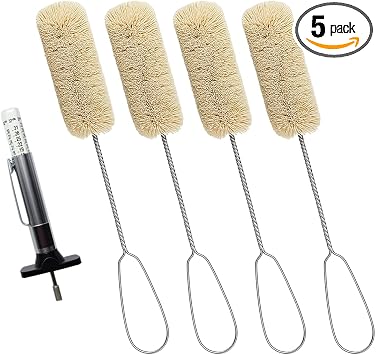 4PCS Tire Lubricant Brush Applicator Swab Set with Tread Depth Gauge, 12.5" Universal Extra Long Tire Shine Applicator, 