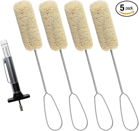 4PCS Tire Lubricant Brush Applicator Swab Set with Tread Depth Gauge, 12.5" Universal Extra Long Tire Shine Applicator, 