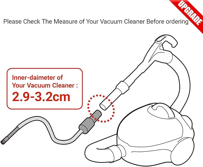 EZ SPARES Vacuum Crevice Attachment Kit – Micro Tools for Car, Keyboard, Vents & Tight Spaces, Fits 1-1/4" Hoses, Odor-Free, Includes Storage Bag