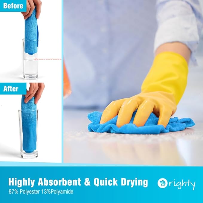 Orighty Cleaning Cloths, Shop Towels 50 Pack, Shop Rags Reusable, Microfiber Cleaning Rags Bulk for Cars, Multi-Purpose Lint Free Towels for Automotive, Mechanic, Kitchen, 11.5’’ x 11.5’’, Blue