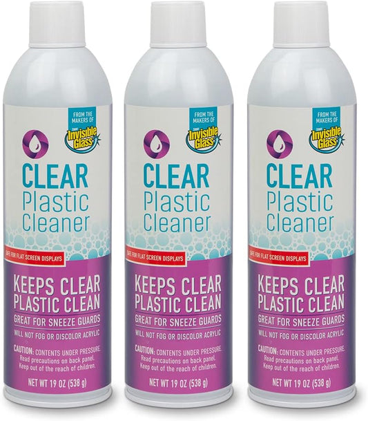 Invisible Glass 91014-3PK Clear Plastic Cleaner – Cleans and Protects Plastic on Electronics, Appliances, Eyewear, Cars, Trucks, RVs, Boats & More, Helps Prevent Fog and Static – 19 oz (Pack of 3)