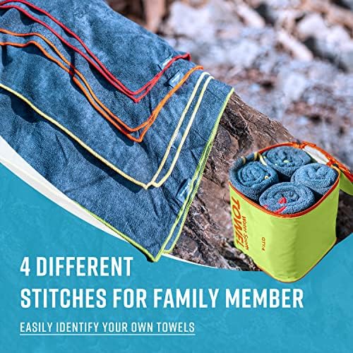 4-Pack Quick Dry Microfiber Travel Towels – Super Absorbent, Ultra-Soft Camping Towel Set with Water-Resistant Bag, Lightweight & Compact for RV, Gym, Beach, Pool, Swimming, and Family Trips