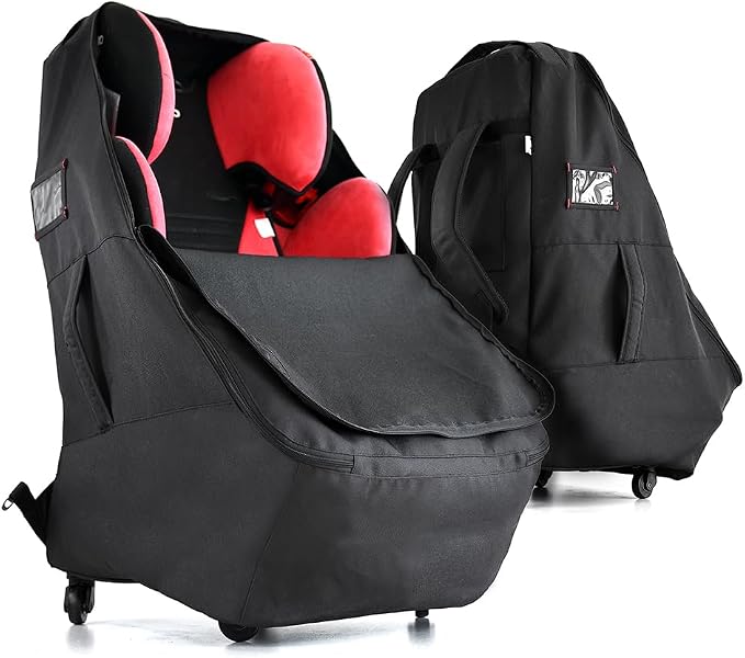 Car Seat Travel Bag With Wheels Car Seat Bag For Airplane Padded Adjustable Strap Car Seat Carrier Car Seat Travel Cover