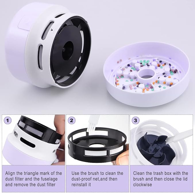 BLOCE Diamond Tools, Diamond Accessories for Diamonds, Desk Vacuum Cleaner Mini, Hand-Held Vacuum Cleaner for Painting Lover (Purple)