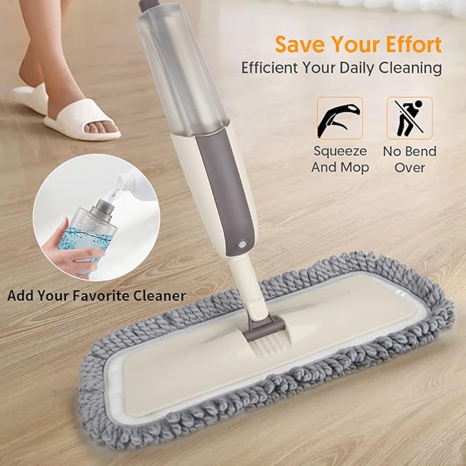 Spray Wet Mops for Hardwood Floor Cleaning - MEXERRIS Microfiber Dust Mop with Spray 3X Reusable Washable Pads - Hard Wood Floor Mops Commercial Home Mop for Laminate Wood Tiles Hardwood Vinyl
