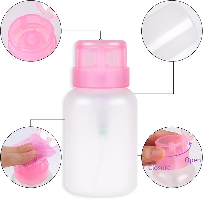 200pcs Lint Free Nail Wipes, 1 Pull-Off Pump-Style Bottle, Super Absorbent Soft Non-Woven,for Fingernail Polish Remover and Eyelash Extension Wipes for Nail Art (Pink)