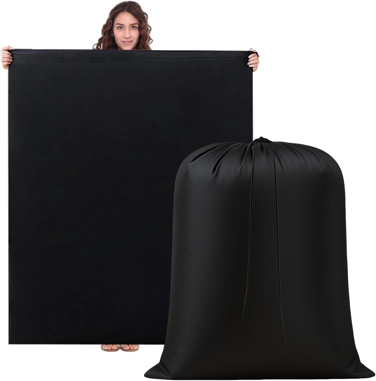 2 Pack Clothes Storage Bag, 43" x 55" Moving Bags Heavy Duty Extra Large with Drawstring, Reusable Giant Extra Luggage Storage Bags for Luggage, Suitcase, Furniture, Chair, Kids Bike