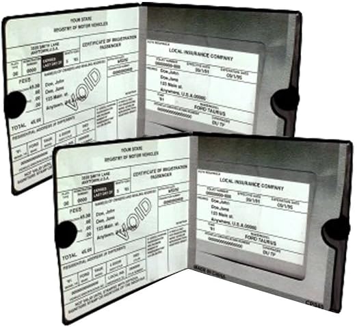 ESSENTIAL Car Auto Insurance Registration BLACK Document Wallet Holders 2 Pack - [BUNDLE, 2pcs] - Automobile, Motorcycle