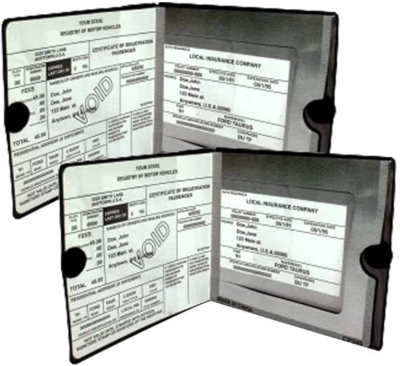 ESSENTIAL Car Auto Insurance Registration BLACK Document Wallet Holders 2 Pack - [BUNDLE, 2pcs] - Automobile, Motorcycle